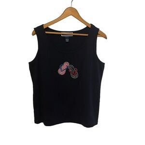Karen Scott Navy Patriotic Flip Flop Tank Size Large